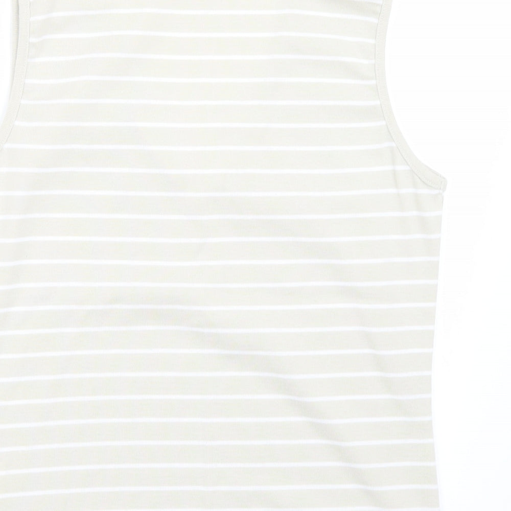 Ellie Louise Womens Beige Striped Basic T-Shirt Size XL
