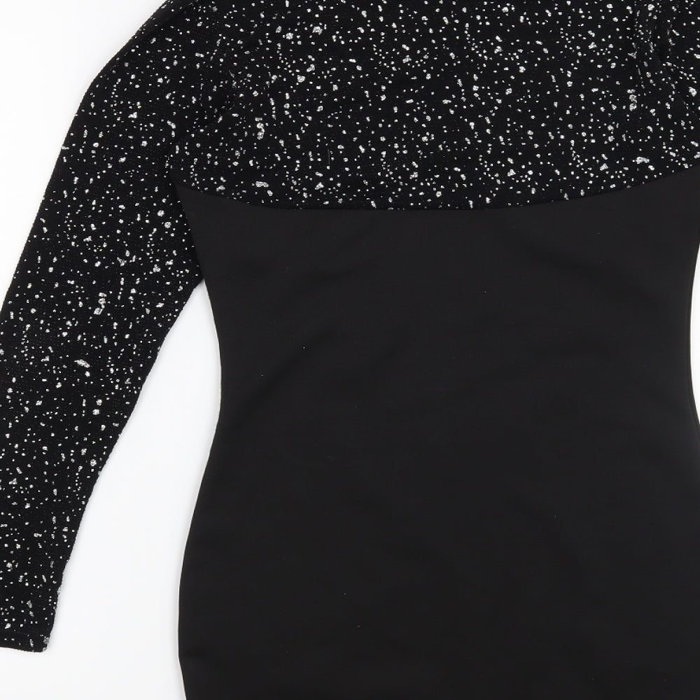 Preworn Womens Black Geometric Bodycon Size 8