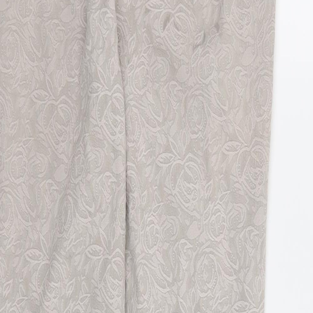 NEXT Womens Beige Floral Trousers Size 8 L32 in
