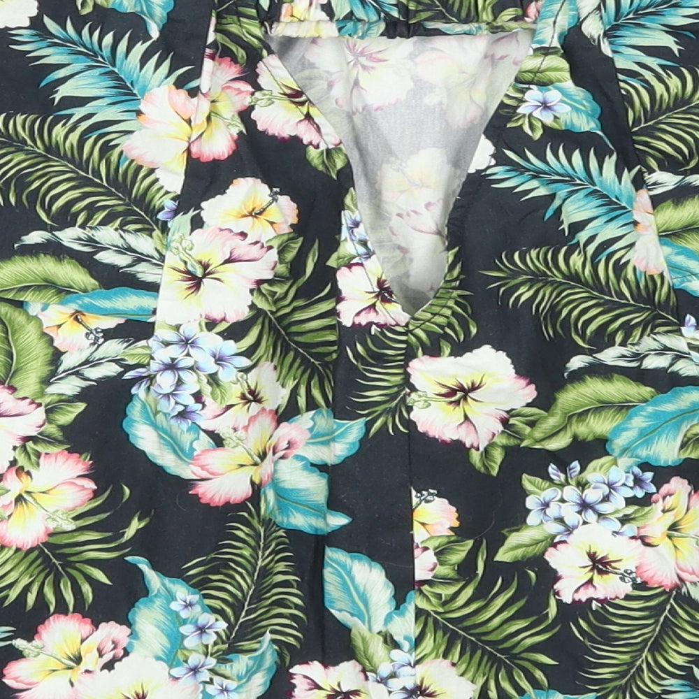 Topshop Womens Green Floral Basic T-Shirt Size 8