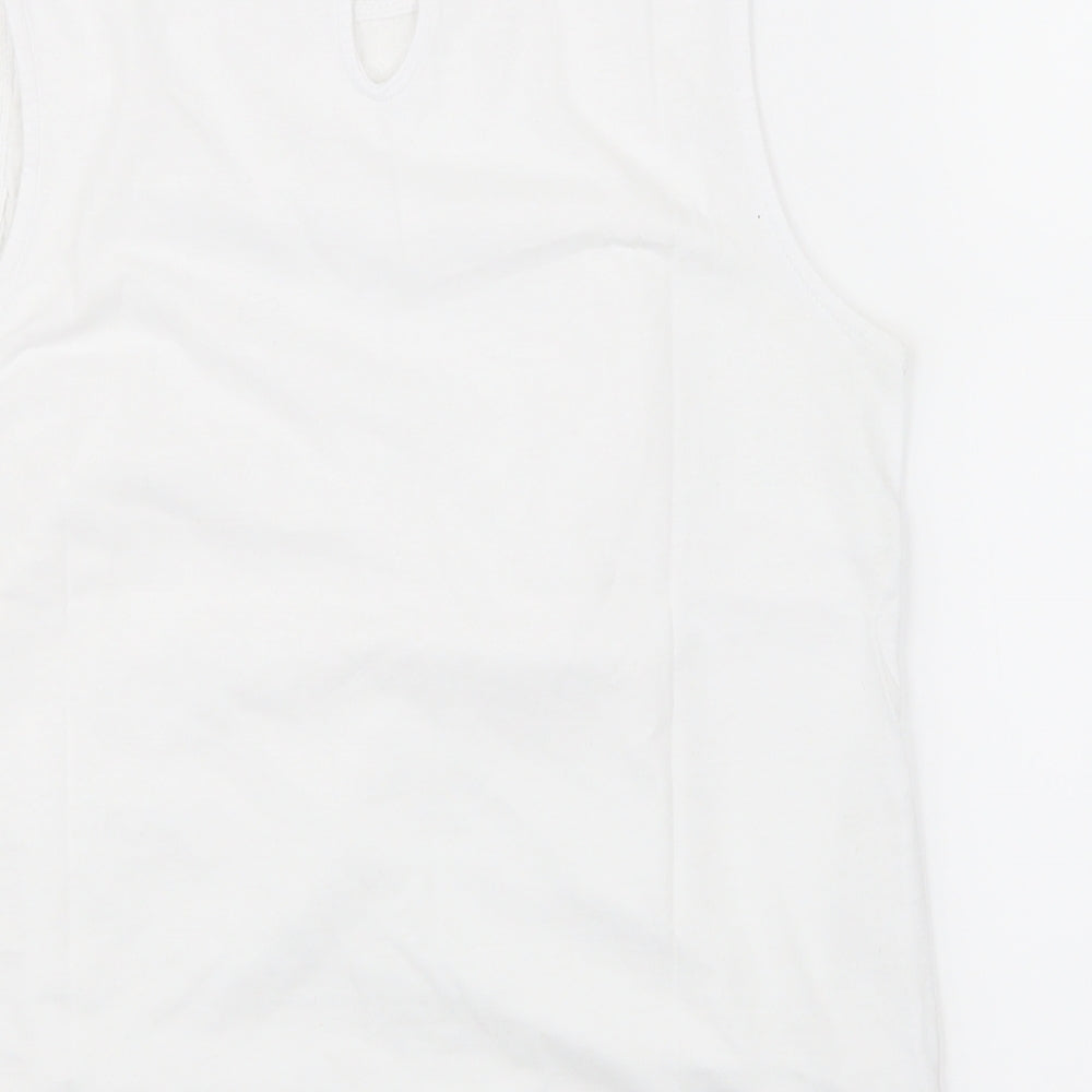 New Look Womens White Floral Basic T-Shirt Size 8