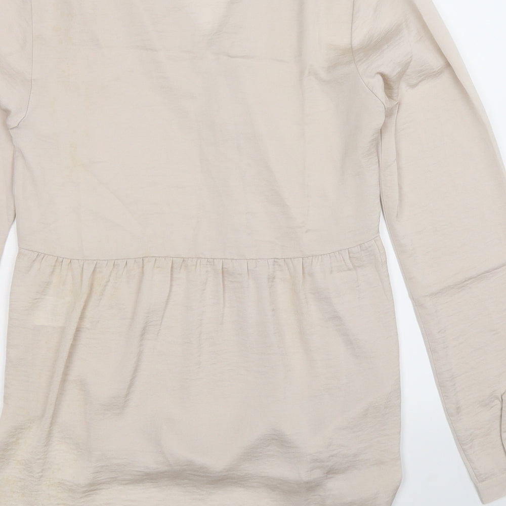 H&M Womens Silver Basic Button-Up Size 8