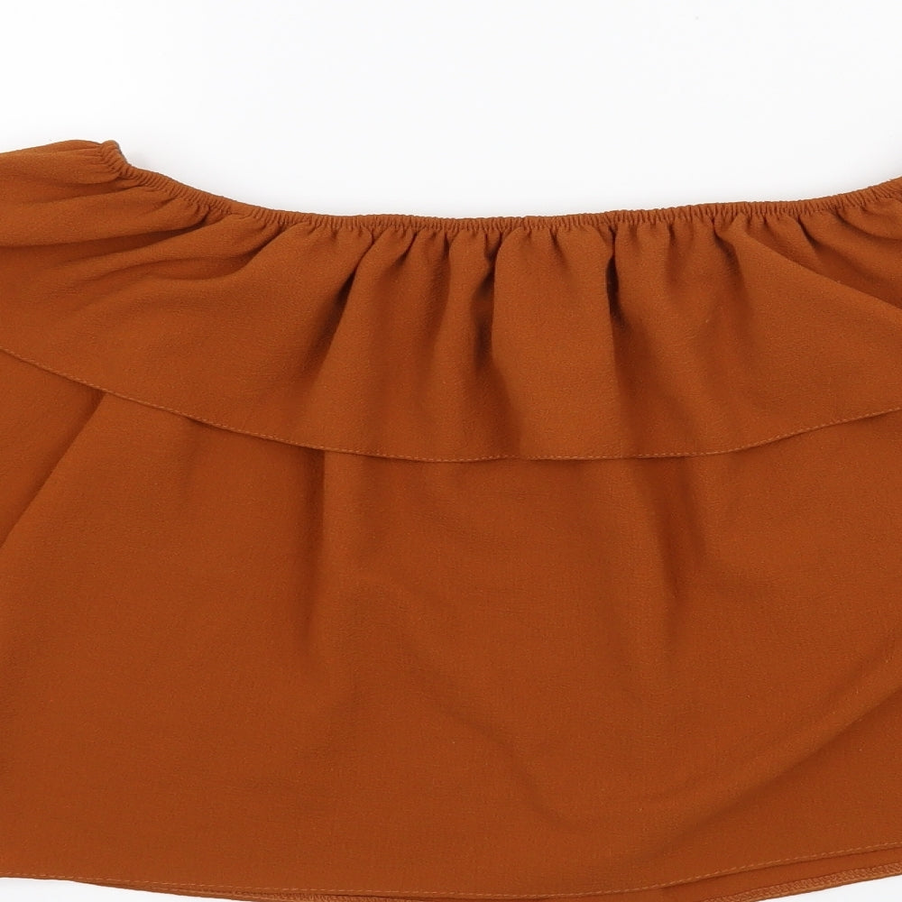 New Look Womens Orange Cropped Blouse Size 12