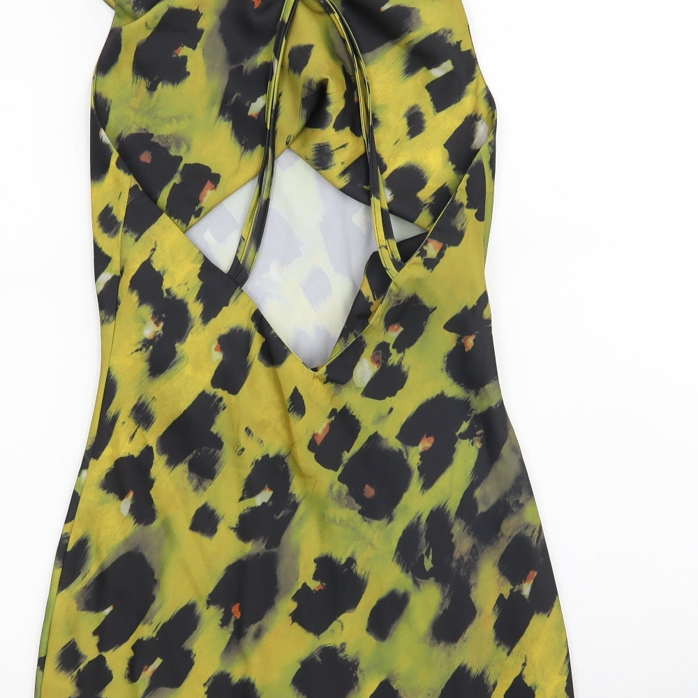 ASOS Womens Yellow Animal Print A-Line Size 8