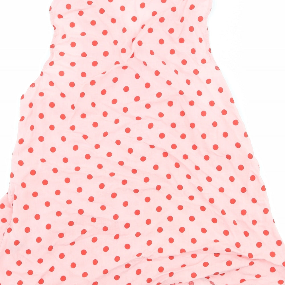 Stradivarius Womens Pink Polka Dot Basic Tank Size M - Knot Detail