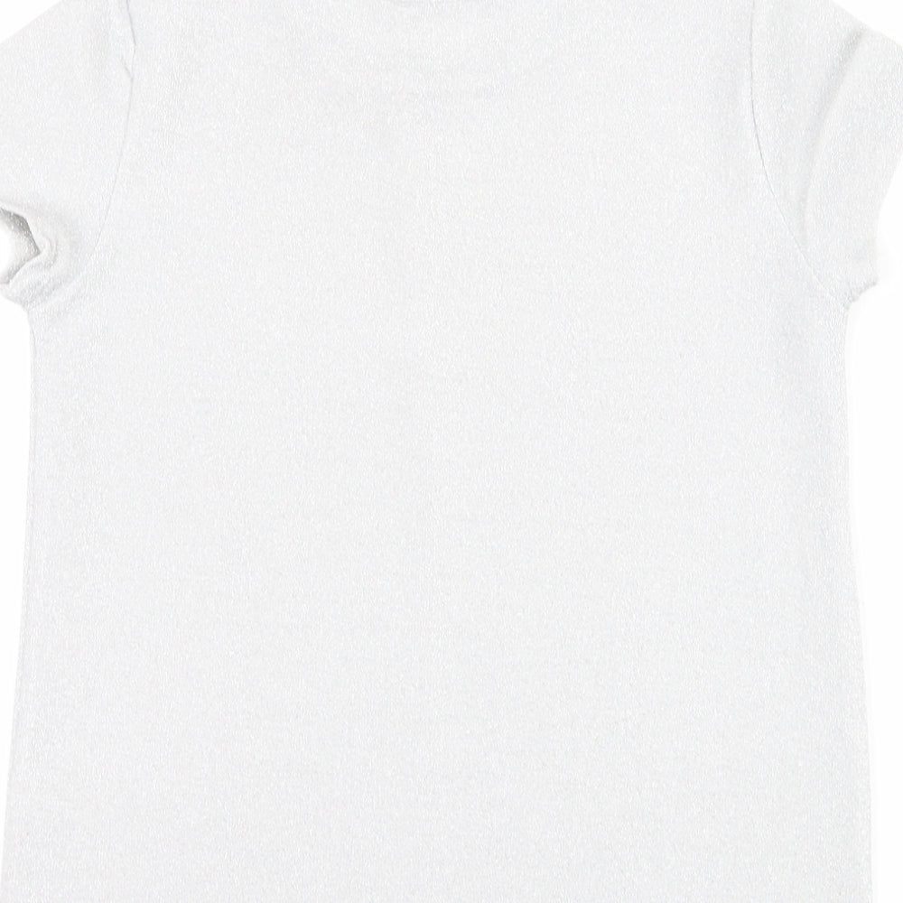 George Girls Silver Basic T-Shirt Size 10-11 Years - Shine Bright