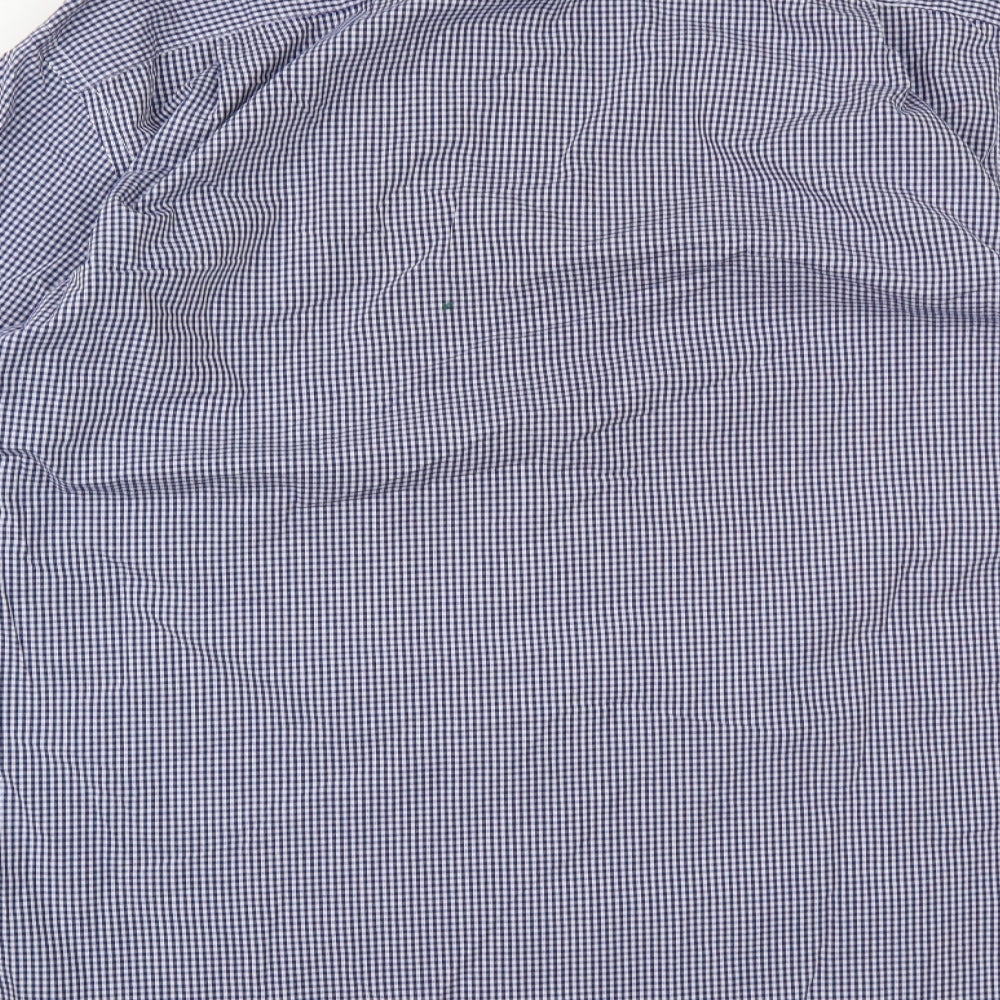 Debenhams Mens Blue Check Button-Up Size 17.5