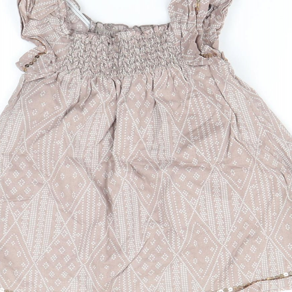 F&F Girls Brown Geometric Basic Blouse Size 3-4 Years