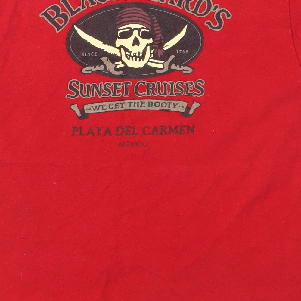 black beards Boys Red Basic T-Shirt Size S