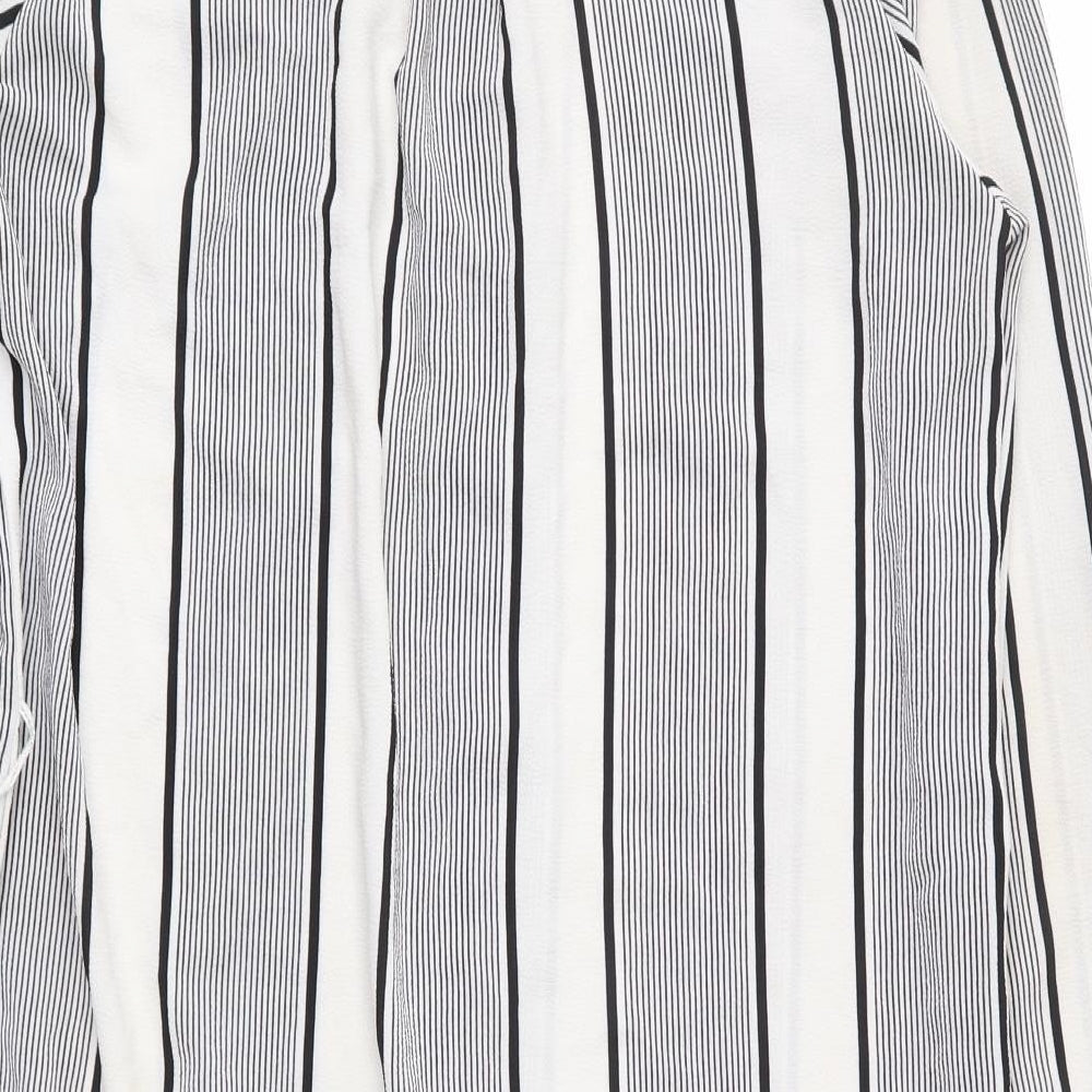 Cameo Rose Womens Ivory Striped Basic Button-Up Size 8