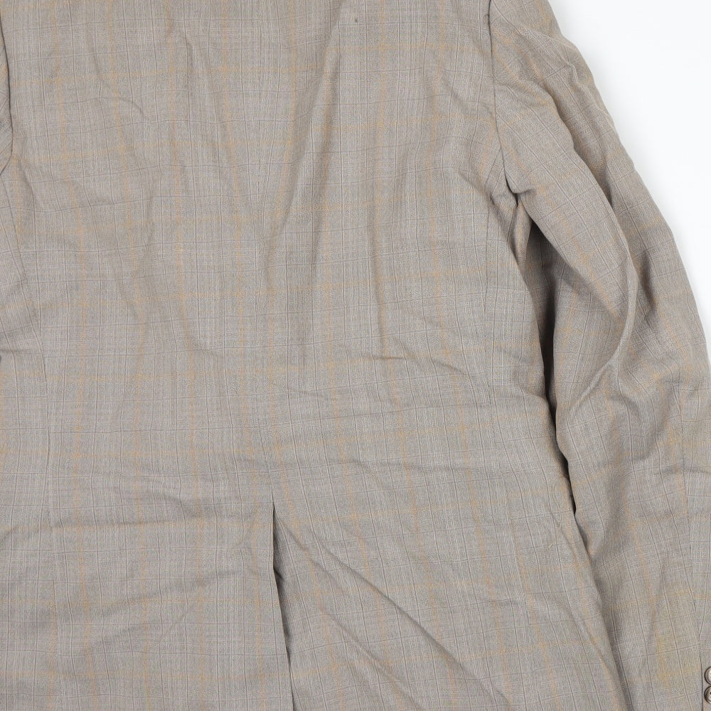 Preworn Mens Beige Plaid Jacket Suit Jacket Size M