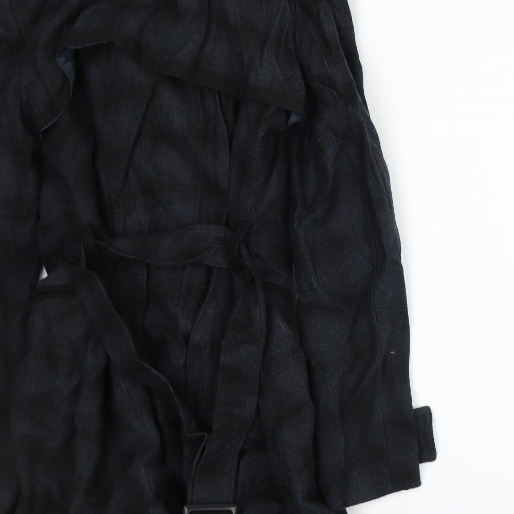 New Look Womens Blue Plaid Overcoat Coat Size 14