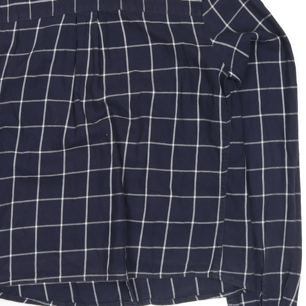 Marks & Spencer Womens Blue Check Flannel Basic Button-Up Size 6