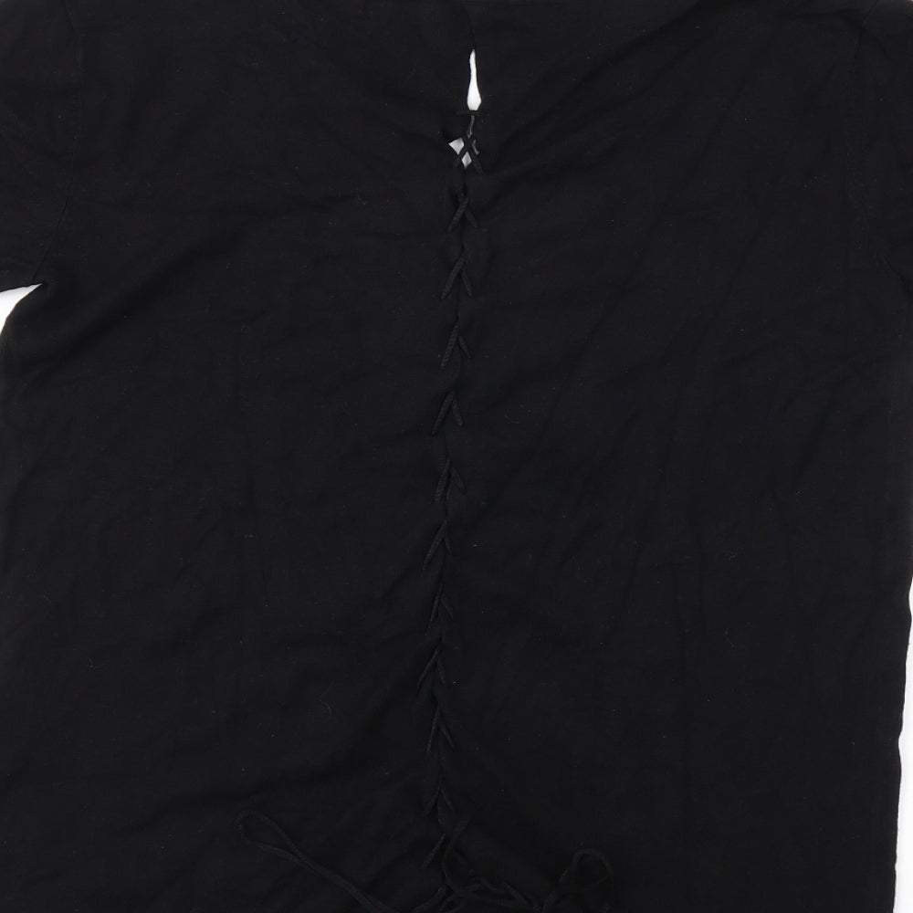 tezens Womens Black Knit Pullover Jumper Size S