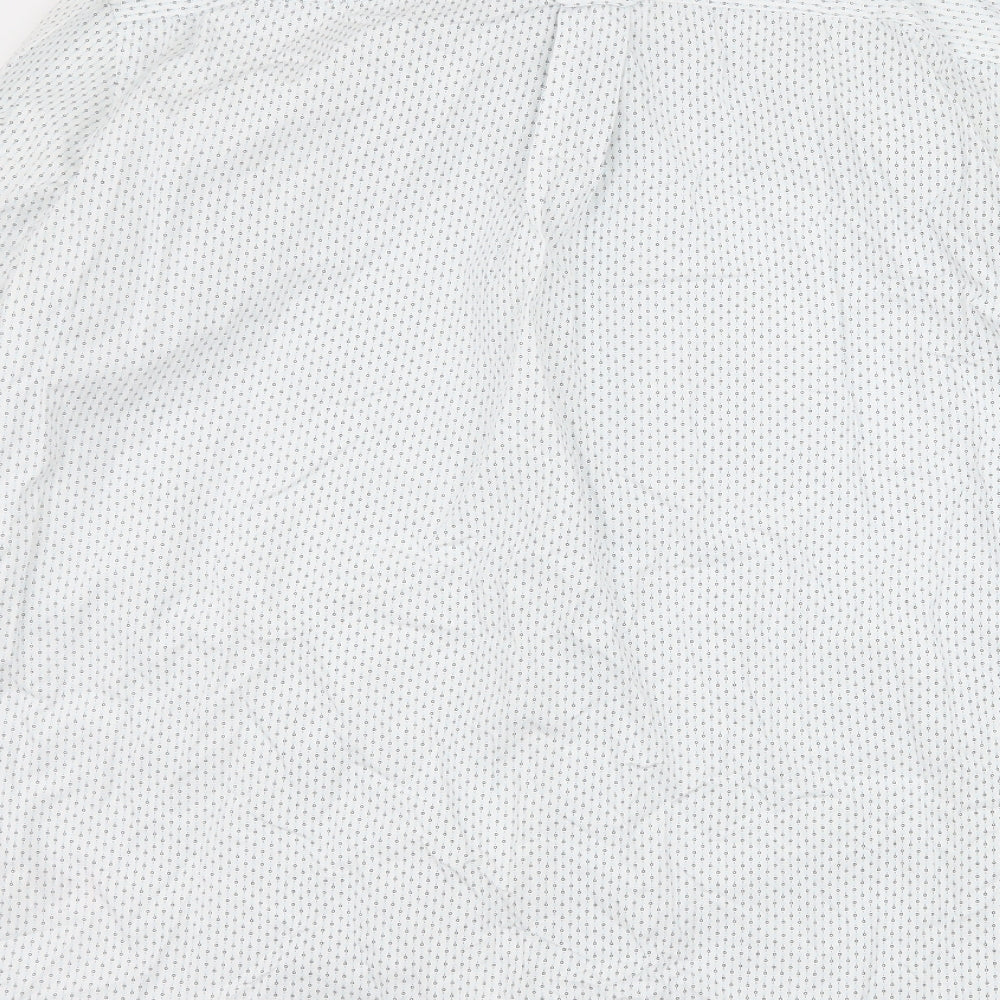 NEXT Mens White Polka Dot Button-Up Size L
