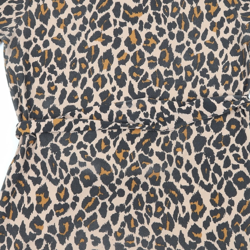 I SAW IT FIRST Womens Brown Animal Print Jersey T-Shirt Dress Size 8