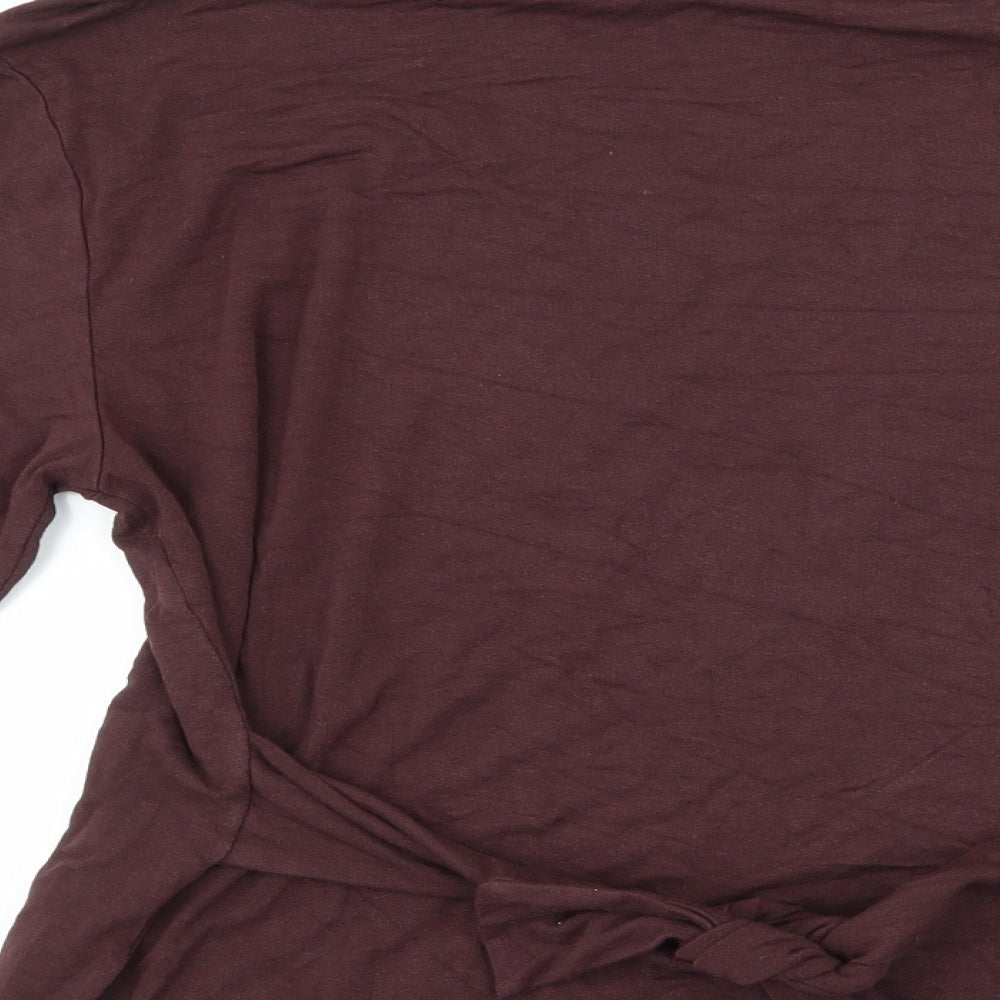 ICHI Womens Brown Jersey Basic T-Shirt Size XS