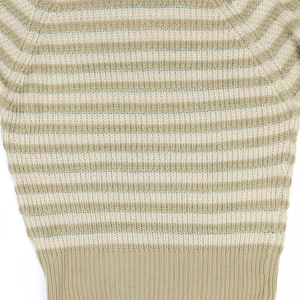 H&M Womens Gold Striped Pullover Jumper Size XS