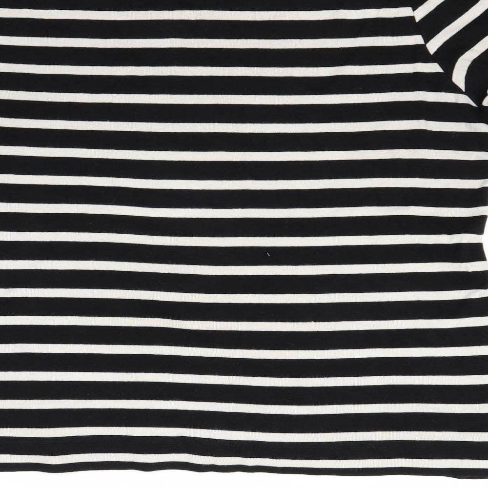 U Womens Black Striped Pullover Jumper Size L