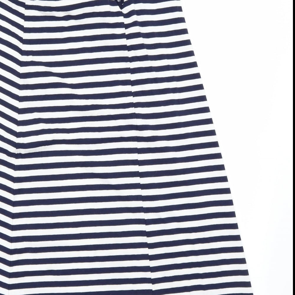 George Womens White Striped A-Line Size 8