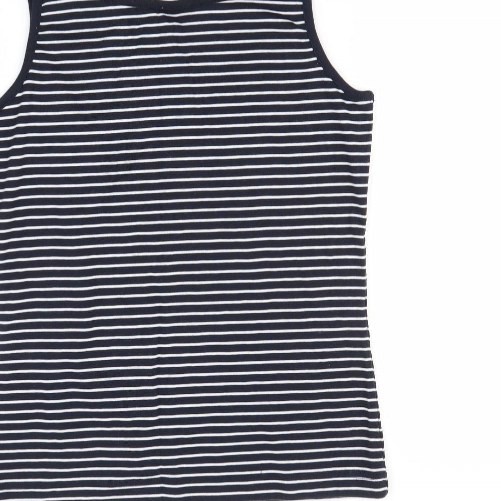 Alibi Womens Black Striped Basic Tank Size L