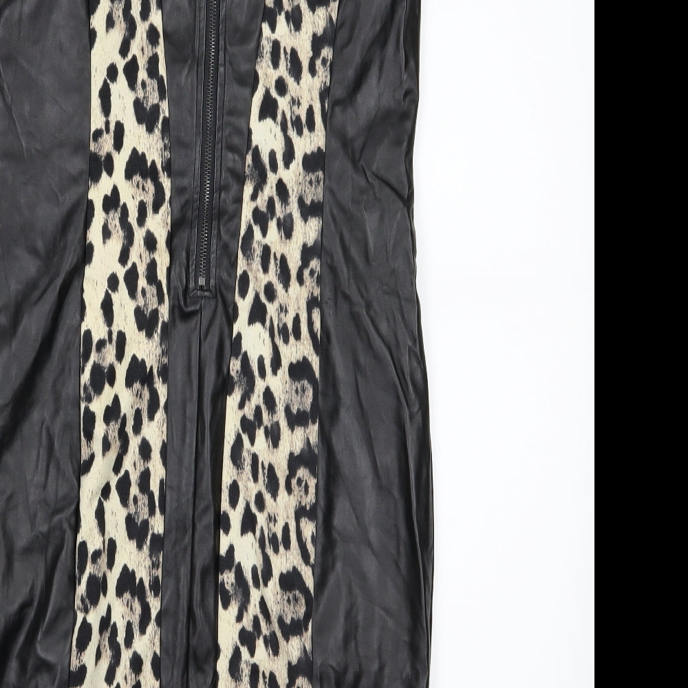 Definitions Womens Black Animal Print Pencil Dress Size 12