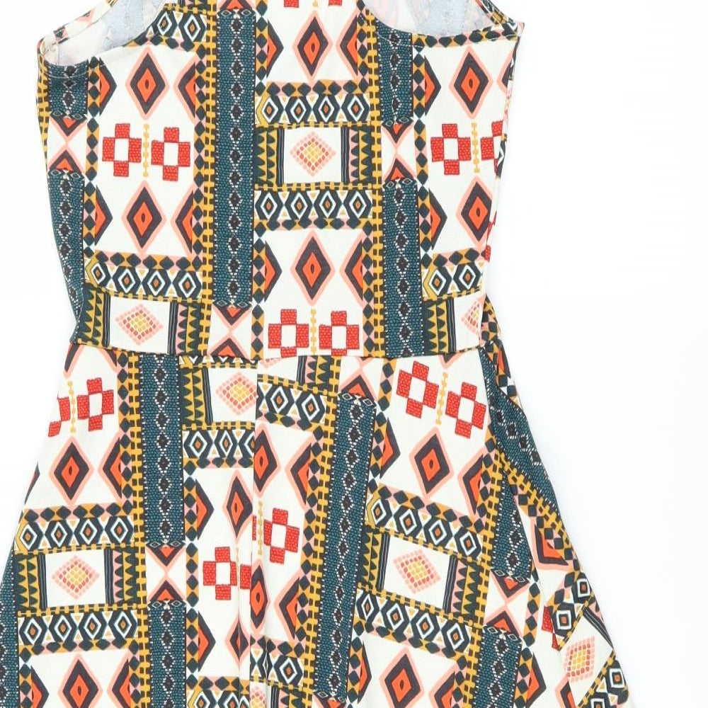 H&M Womens Multicoloured Geometric Skater Dress Size S