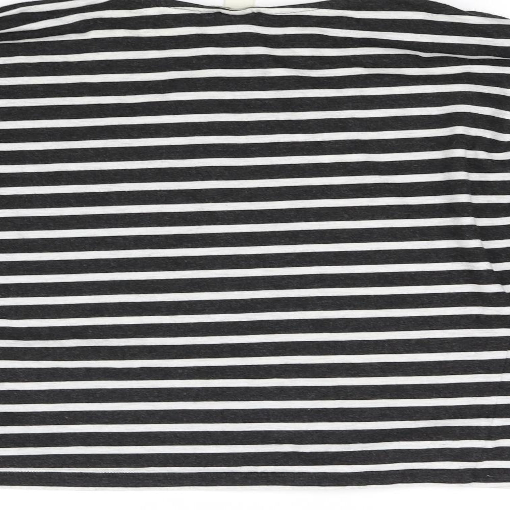 Basic Womens Black Striped Basic T-Shirt Size S