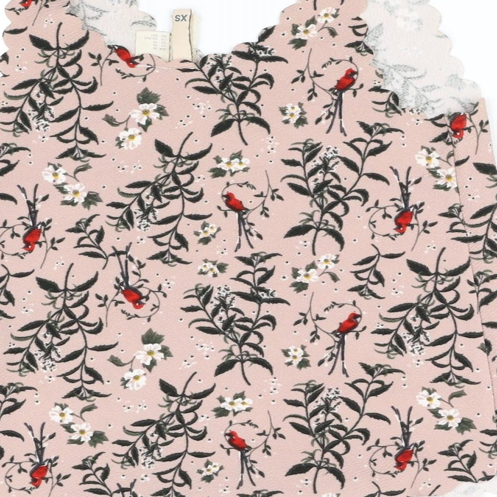 Divided Womens Pink Floral Basic Blouse Size XS