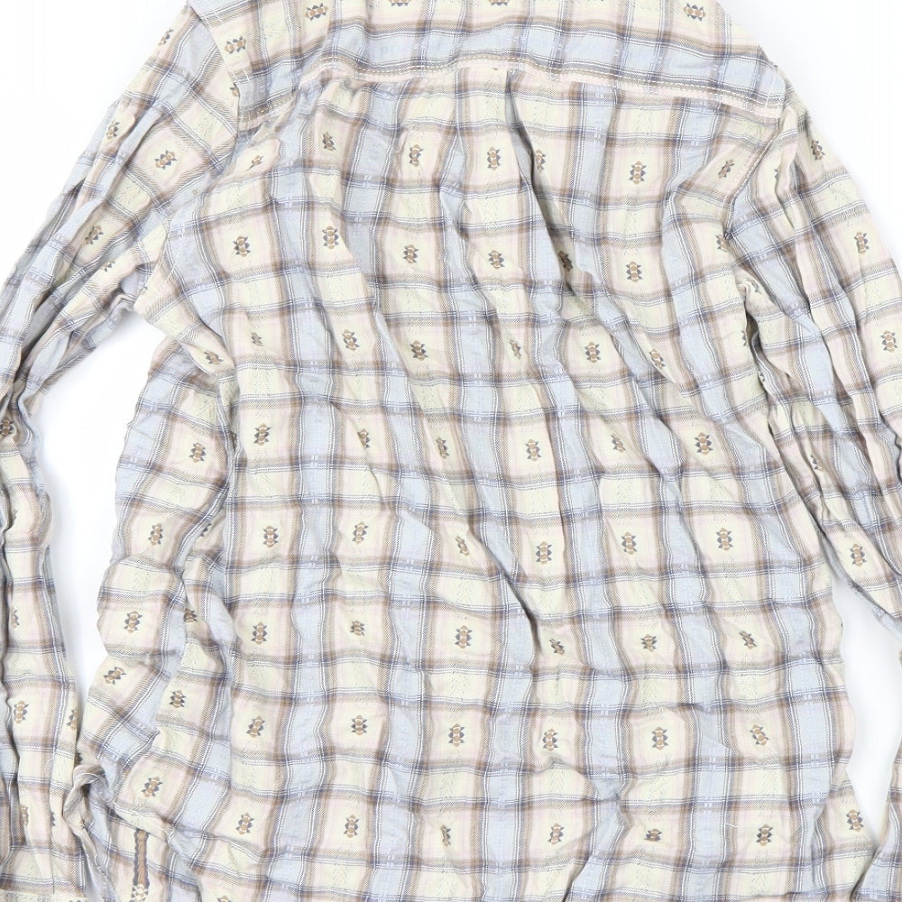 New Look Womens Silver Check Basic Button-Up Size 10