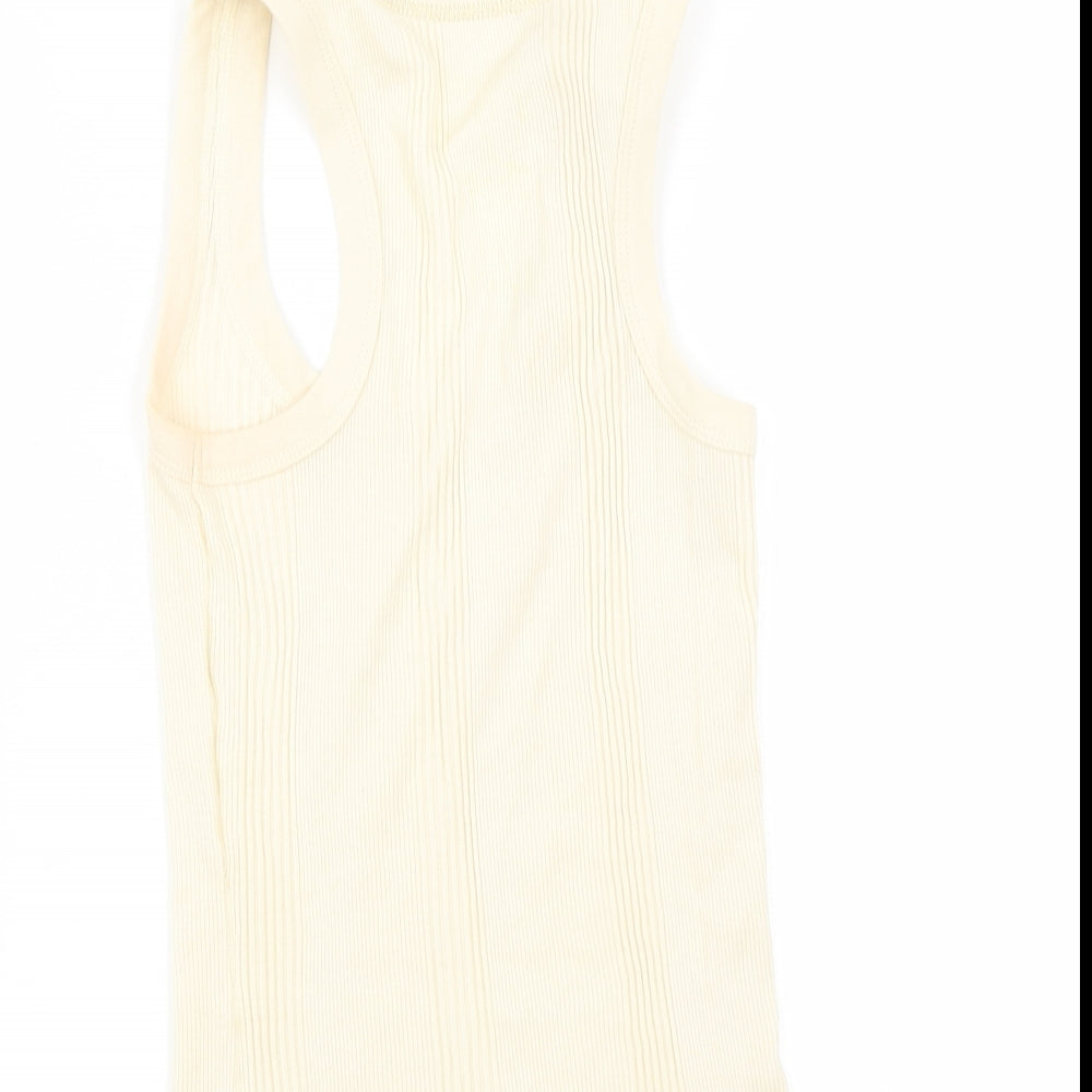 Preworn Womens Yellow Basic T-Shirt Size 10