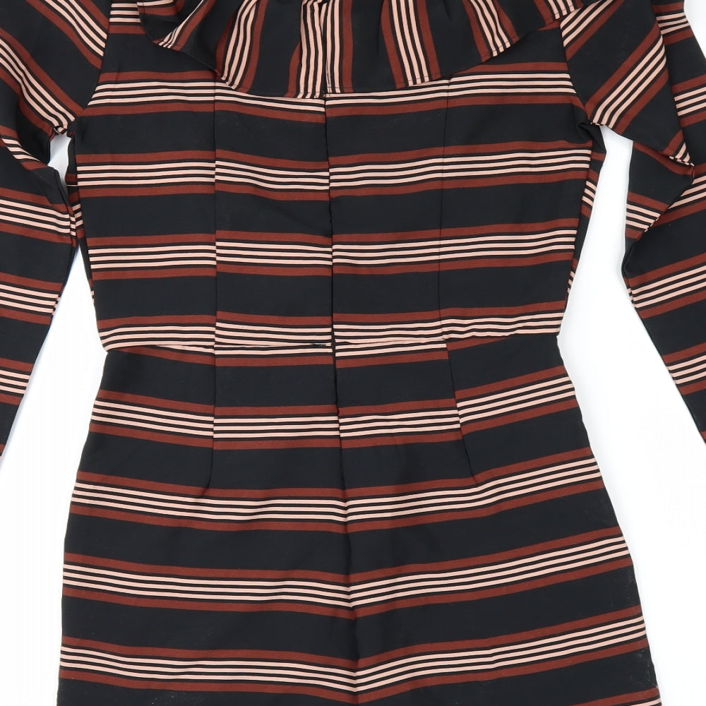 ASOS Womens Black Striped Playsuit One-Piece Size 8