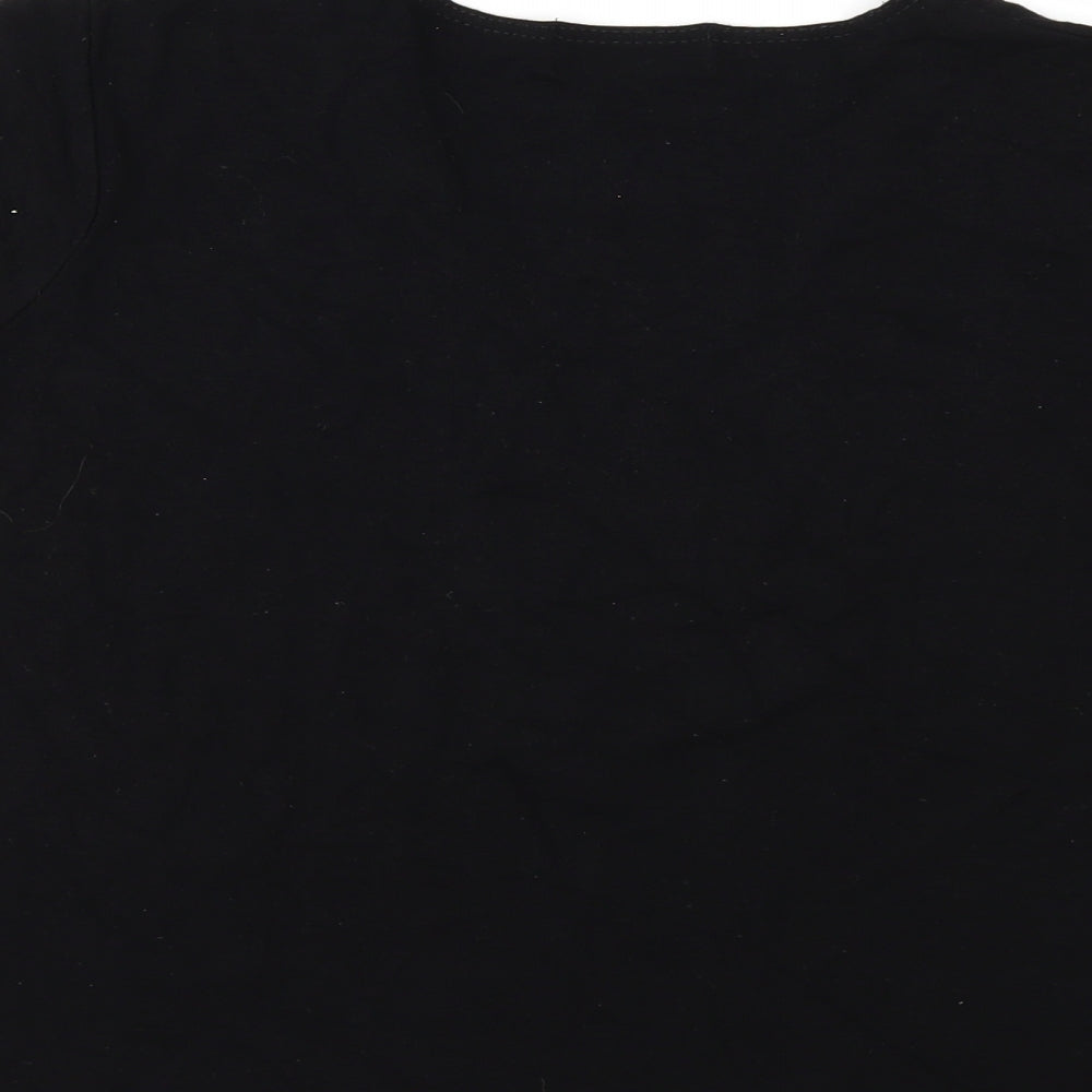 MONQUIE Womens Black Basic T-Shirt Size 12