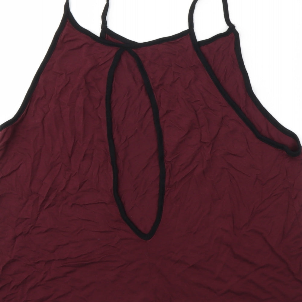 Brand and care label for Atmosphere women’s red basic tank, size UK 14