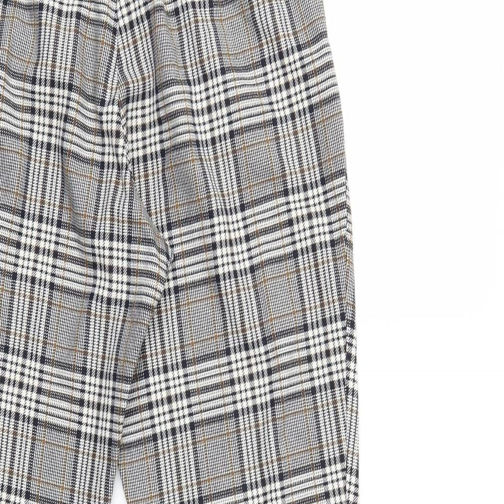 RIVER IS Womens Grey Check Trousers Size 10 L25 in