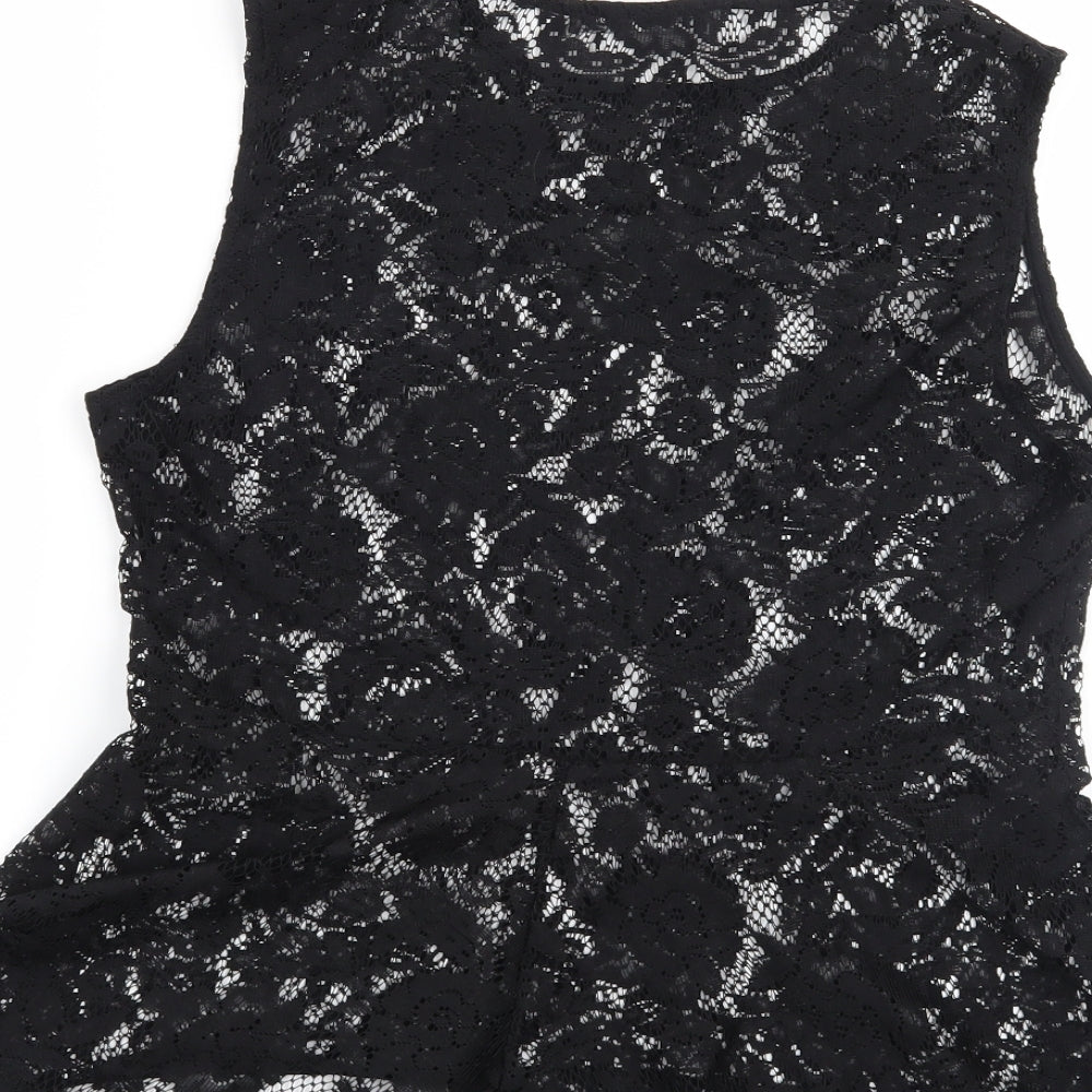 Atmosphere Womens Black Floral Basic Blouse Size 12