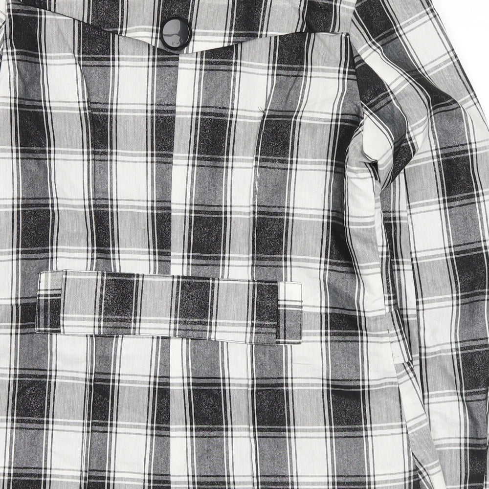 kiss fashion Womens White Plaid Jacket Blazer Size S