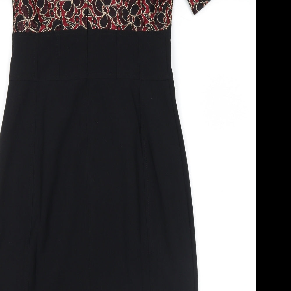 collection london Womens Black Floral Shirt Dress Size 8