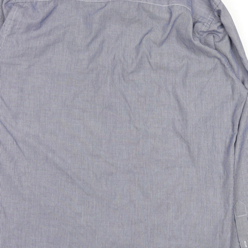 Cedarwood State Mens Blue Striped Button-Up Size 15
