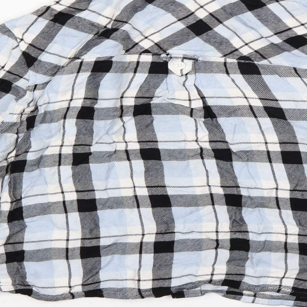 Marks & Spencer Womens Blue Check Basic Button-Up Size 14