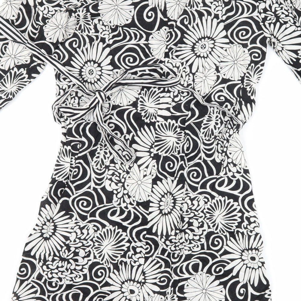 Brand and care label for Atmosphere women’s black floral shift, size UK 8
