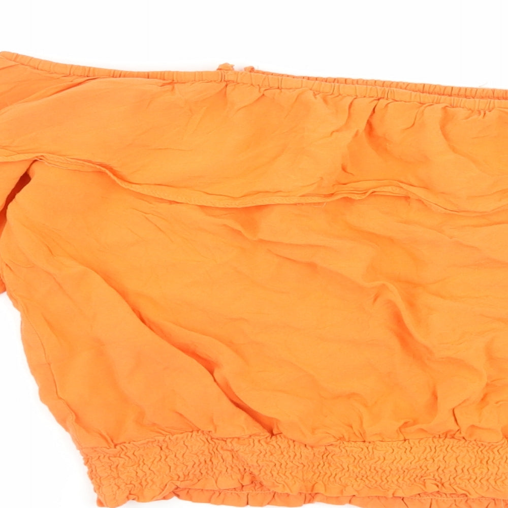 H&M Girls Orange Basic T-Shirt Size 14 Years - Cut Out Shoulder