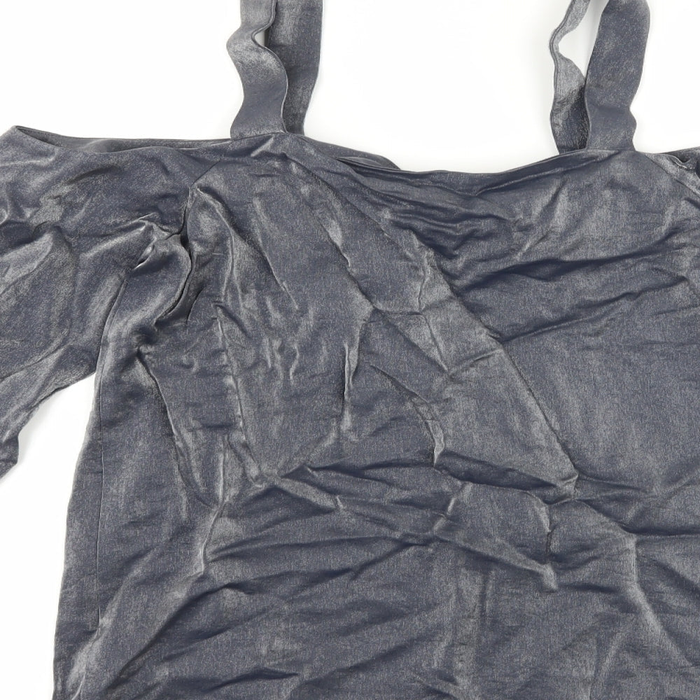 NEXT Womens Silver Basic T-Shirt Size 8 - Cut Out Shoulder