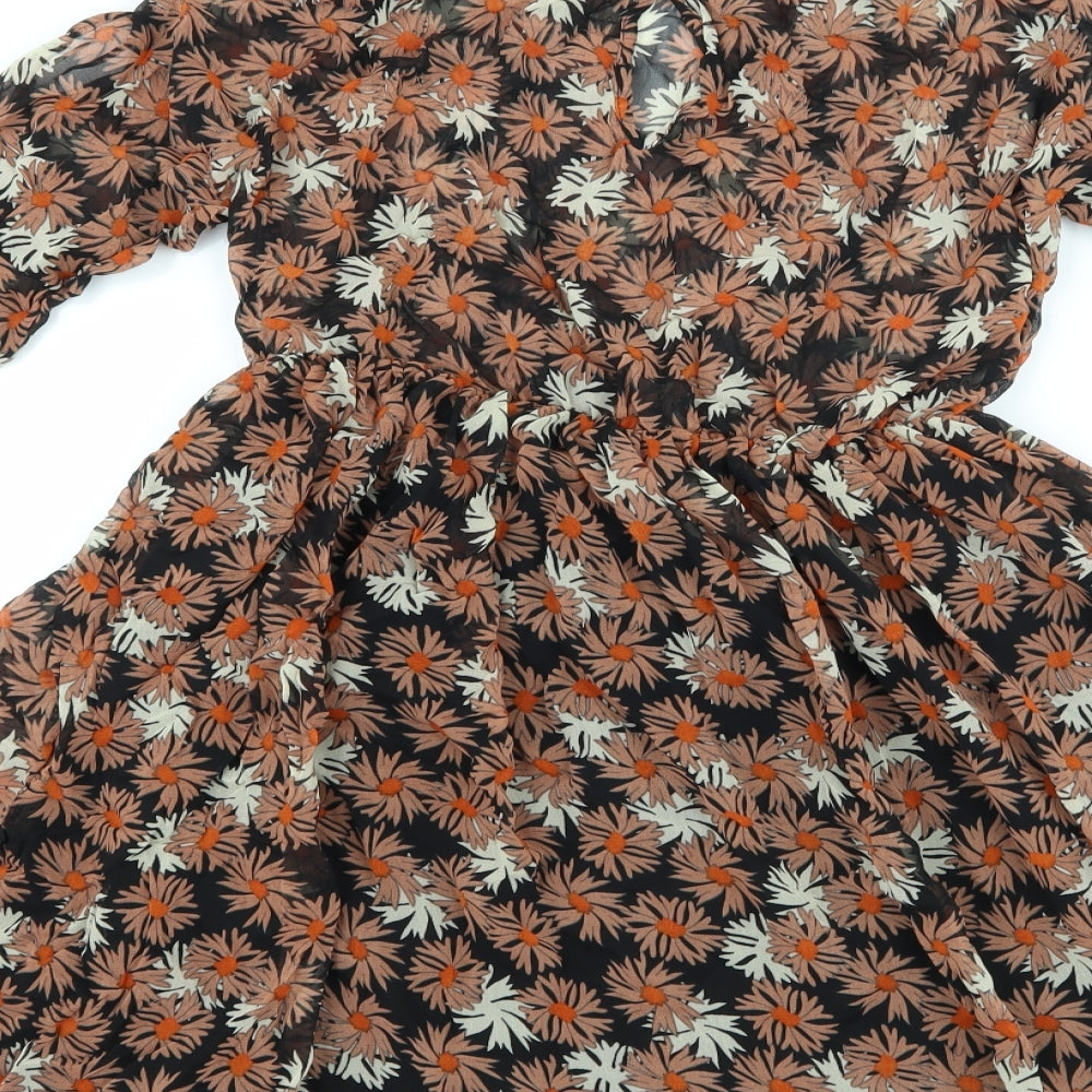 Atmosphere Womens Black Floral A-Line Size 10 - Cut Out Shoulder