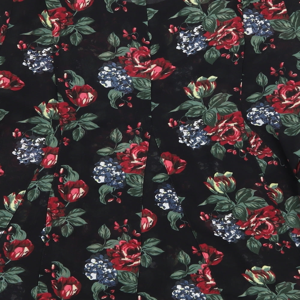 Pins & Needles Womens Black Floral Basic T-Shirt Size XS