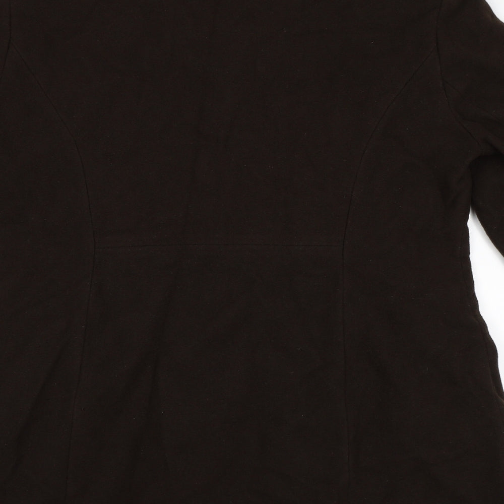 Richards Womens Brown Pea Coat Coat Size 14