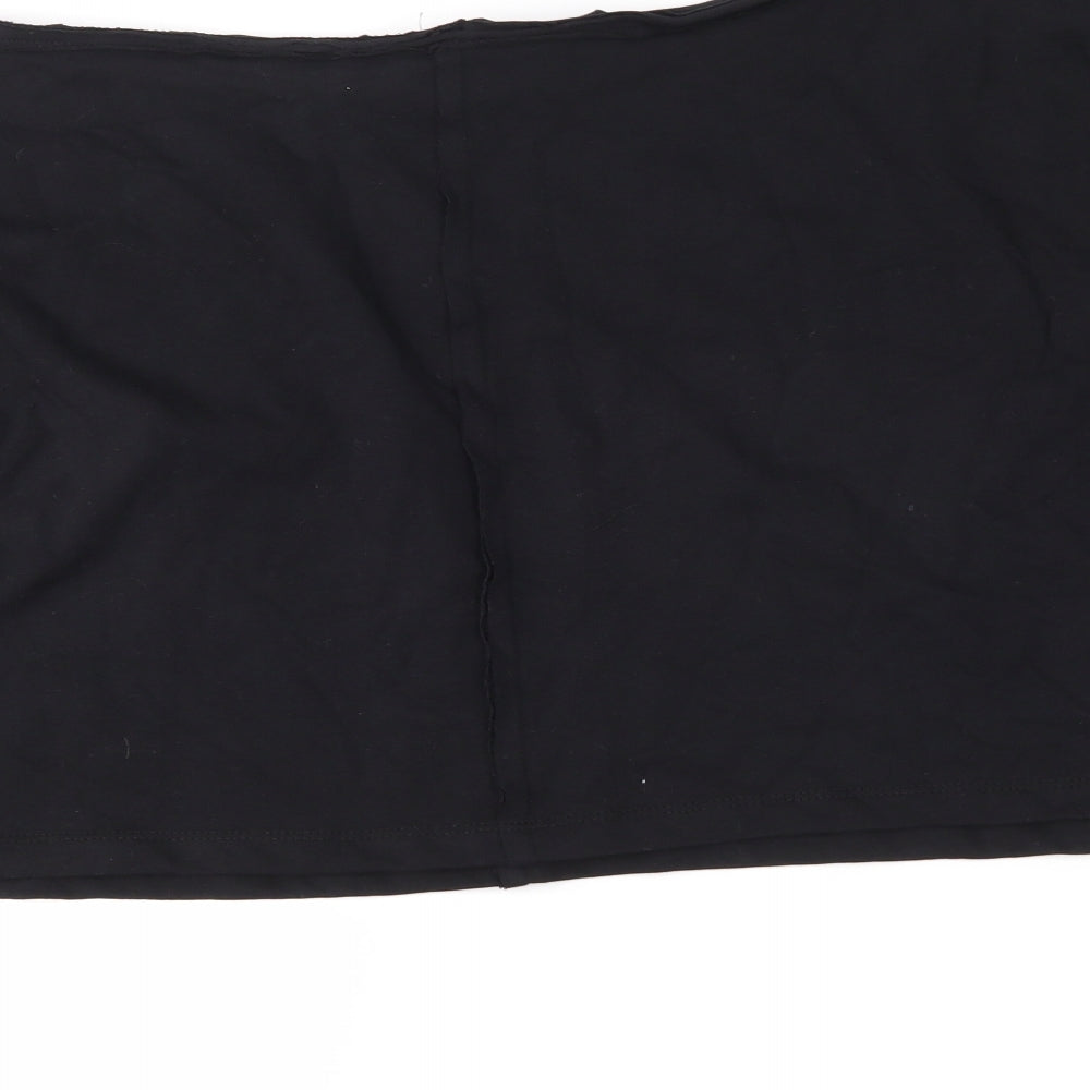 Boohoo Womens Black Cropped T-Shirt Size 12