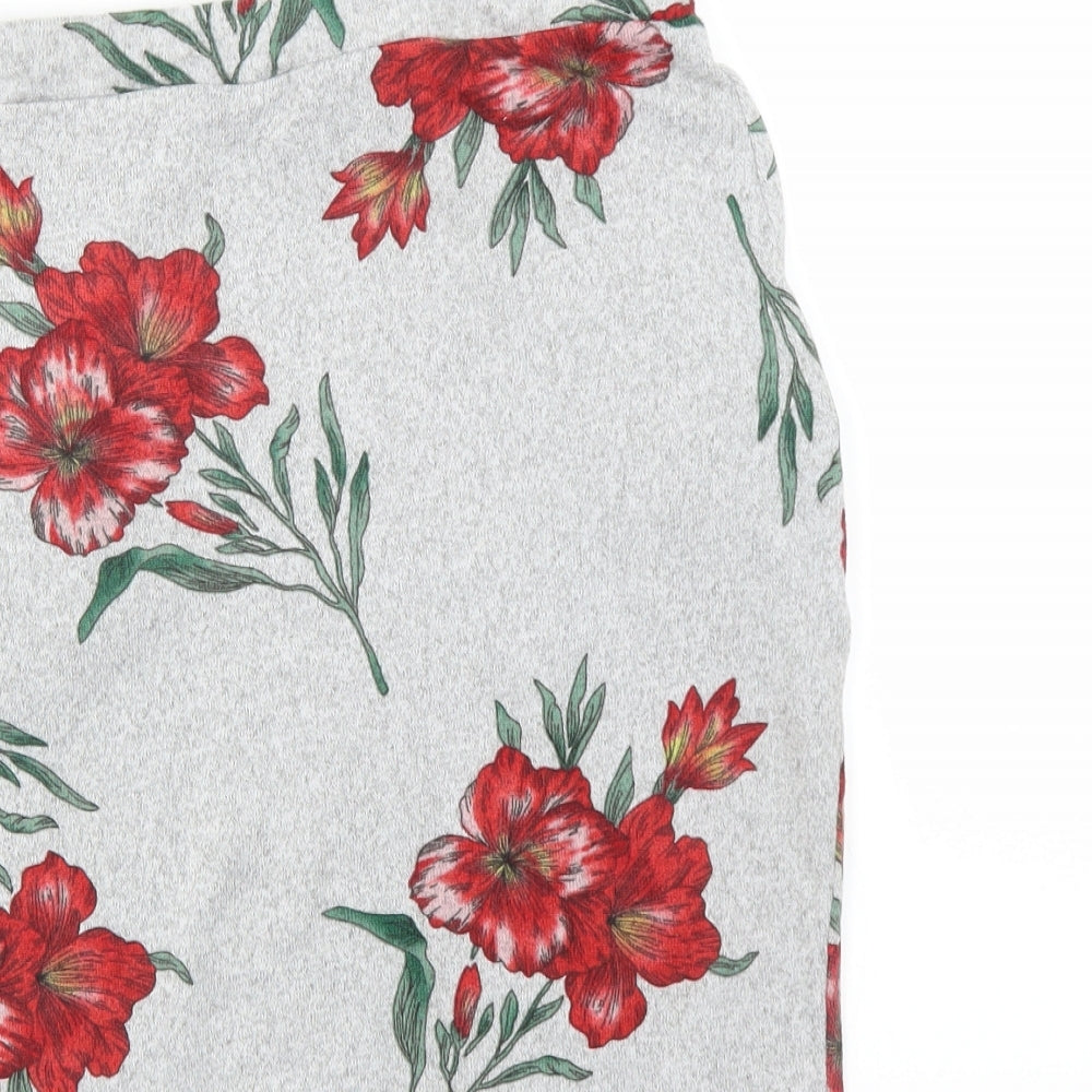 mshll girl Womens Grey Floral Straight & Pencil Skirt Size XS