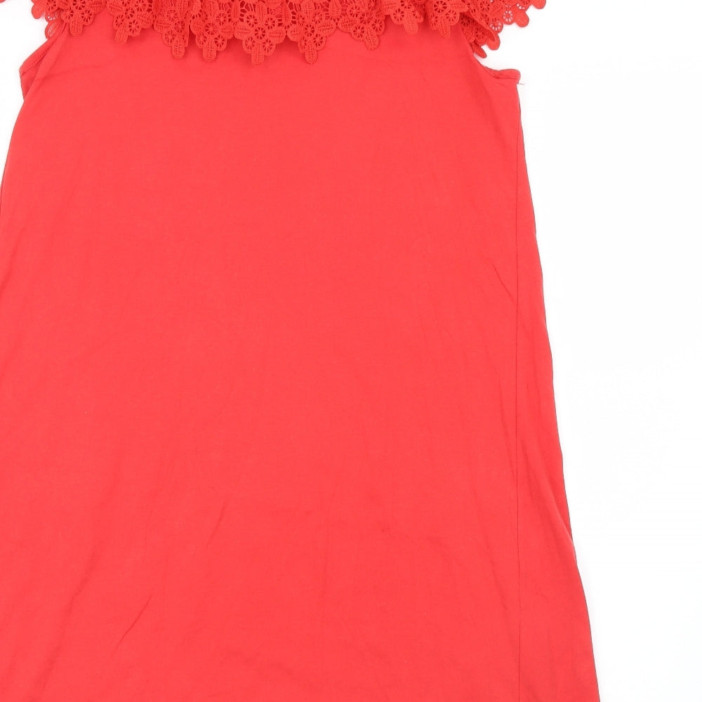 ASOS Womens Red Shirt Dress Size 12 - Lace detail
