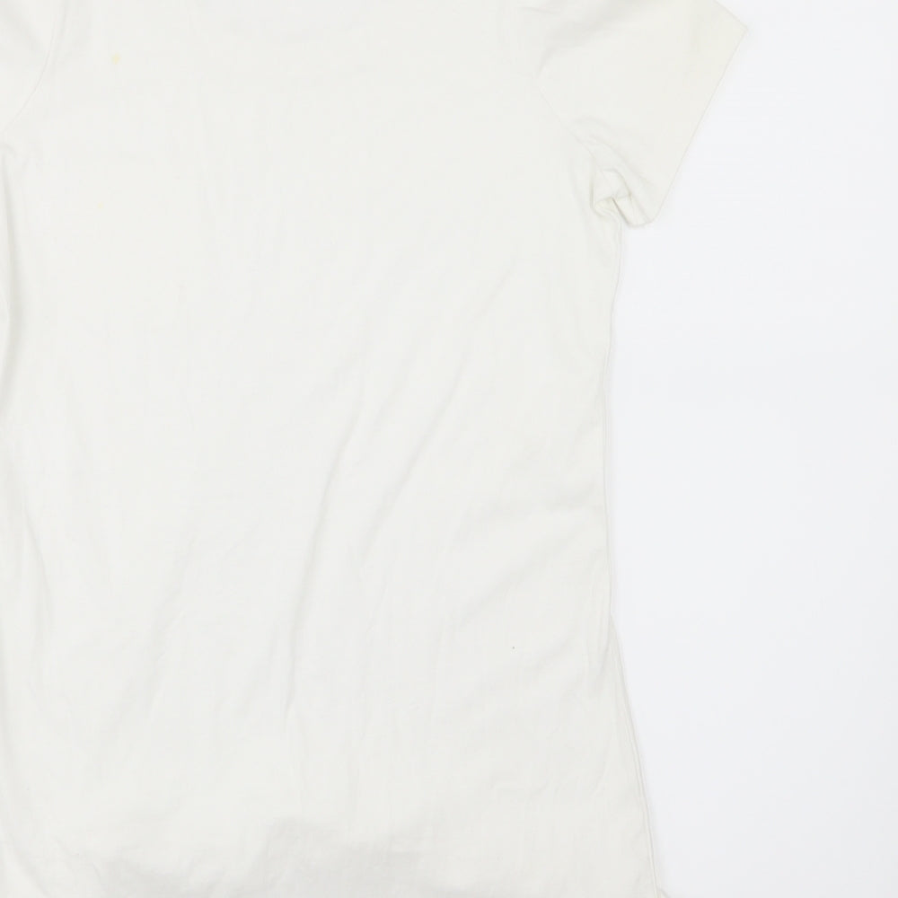 NEXT Womens White Jersey Basic T-Shirt Size 8 - Dipped Hem